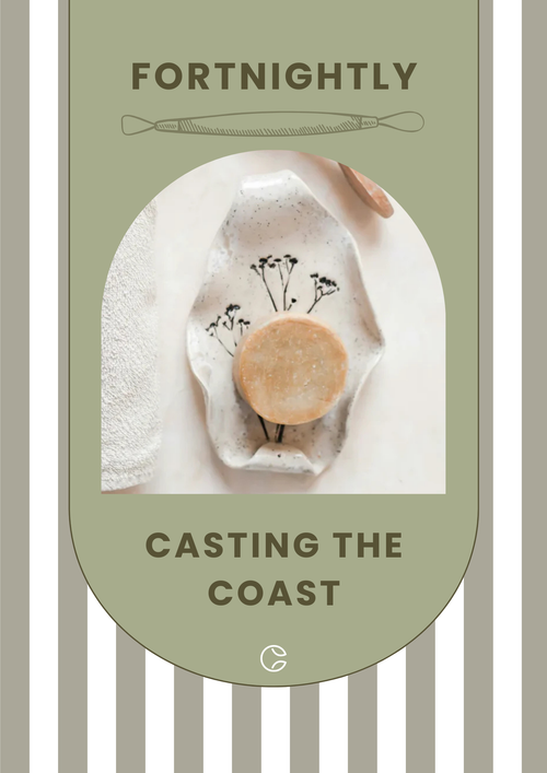 Promotional flyer for Claymates Casting the Coast Workshops